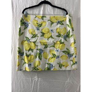 Talbots Lemons Blossom Canvas Printed‎ Above Knee Lined Skirt Size 12